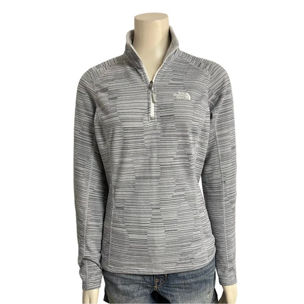 The North Face Glacier 1/4 Zip Mock Neck Medium Gray Fleece Pullover Jacket - Picture 2 of 16